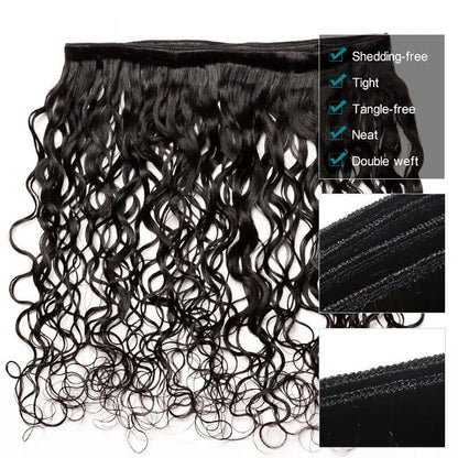 100% Affordable Human Hair Water Wave Bundles | Natural Black 1B | 10"-30" | Remy Weave