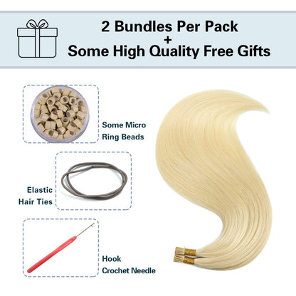 I Tip Premium 613 Blonde Straight Hair Extensions Quality 100% Human Hair – Pre-Bonded, 18"-24", Dyeable