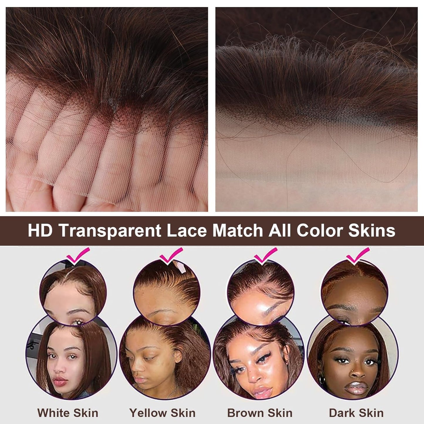 Chocolate Brown Loose Wave Wig – 13x4 Transparent Lace Front #4 100% Virgin Human Hair