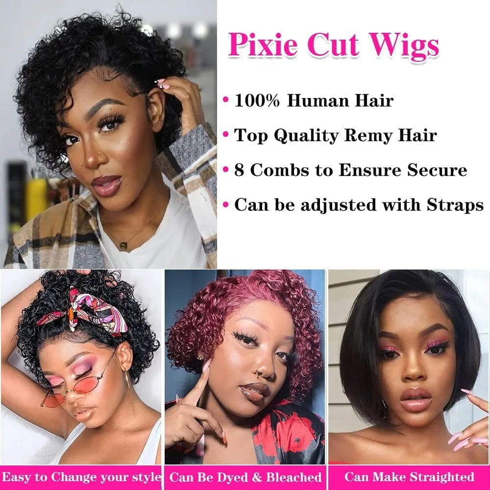 Natural Black Short Curly Bob Wig – 13x1 Lace Front 100% Human Hair