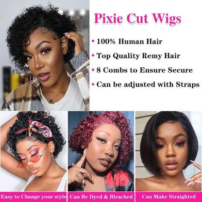 Natural Black Short Curly Bob Wig – 13x1 Lace Front 100% Human Hair