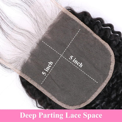 5x5 Transparent Lace Jerry Curl Lace Closure Brazilian Virgin Human Hair | Free Part, Bleached Knots