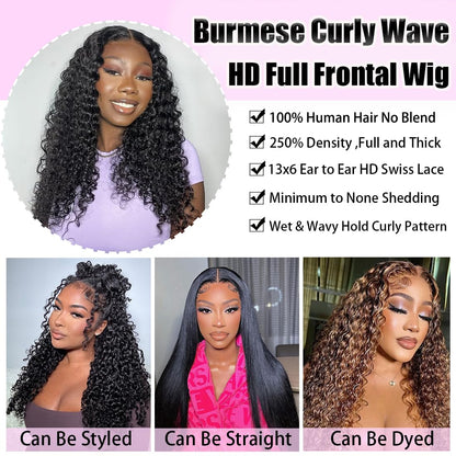 13x6HD Lace Wig Burmese 100% HumanHigh Quality Hair Swiss Lace, Skin-melt Lace, Invisible Lace