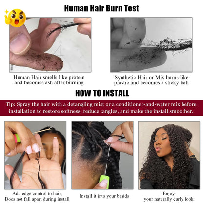 Jerry Curl Crochet 100% Human Hair - Boho Braiding Hair For Miracle Knots (50g/Pack)