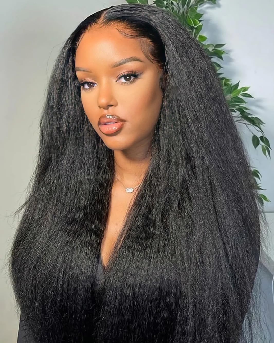 13X4HD Full Lace Frontal Wig Kinky Straight 200 Density 100% Human Hair , Swiss high-definition (HD) Lace, Skin-melt Lace, Invisible Lace