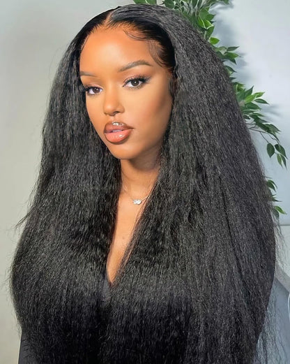 13X4HD Full Lace Frontal Wig Kinky Straight 200 Density 100% Human Hair , Swiss high-definition (HD) Lace, Skin-melt Lace, Invisible Lace