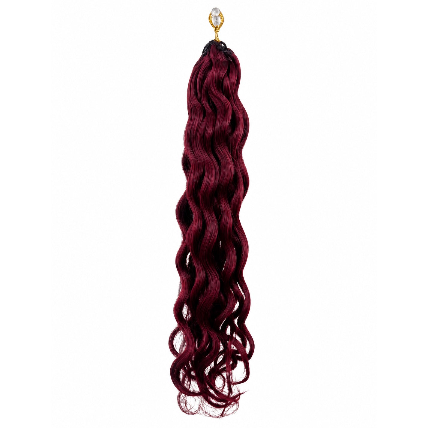 #99J Water Wave Crochet 100% Human Hair - Burgundy Boho Braiding Hair For Miracle Knots (50g/Pack) (Copy) Secondary image