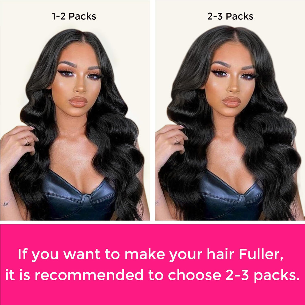Clip In Premium Hair Extensions Body Wave High Quality 100% Human Hair – Natural Black, Heat Styleable, Easy Clip-In