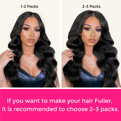 Clip In Premium Hair Extensions Body Wave High Quality 100% Human Hair – Natural Black, Heat Styleable, Easy Clip-In