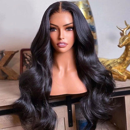 4x4 Lace wig Body Wave Transparent Lace 100% Human Hair natural black free part