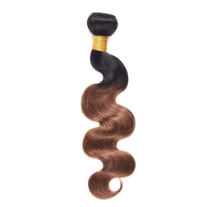 Ombre 1B/30 Body Wave 100% Human Hair Bundles | Black to Auburn Two-Tone Gradient