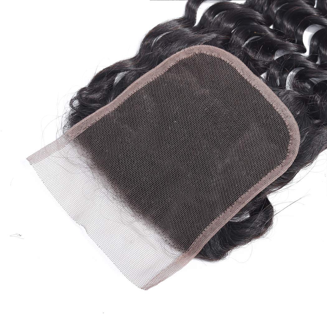 4x4 Lace Transparent Lace Closure Natural Wave Virgin Natural Human Hair | Bleached Knots, Free Part