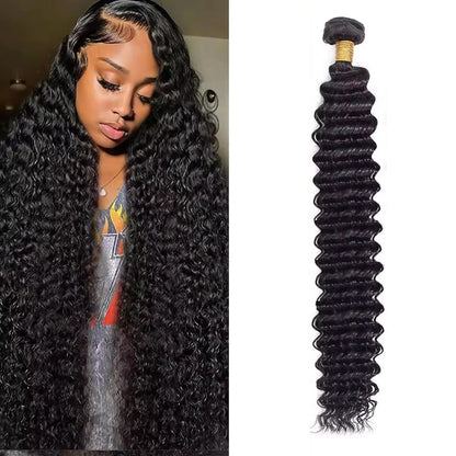 Super Long single drawn raw hair Deep Wave 32-40 Inches High Quality 100% Human Hair | Unprocessed Single Donor Bundles