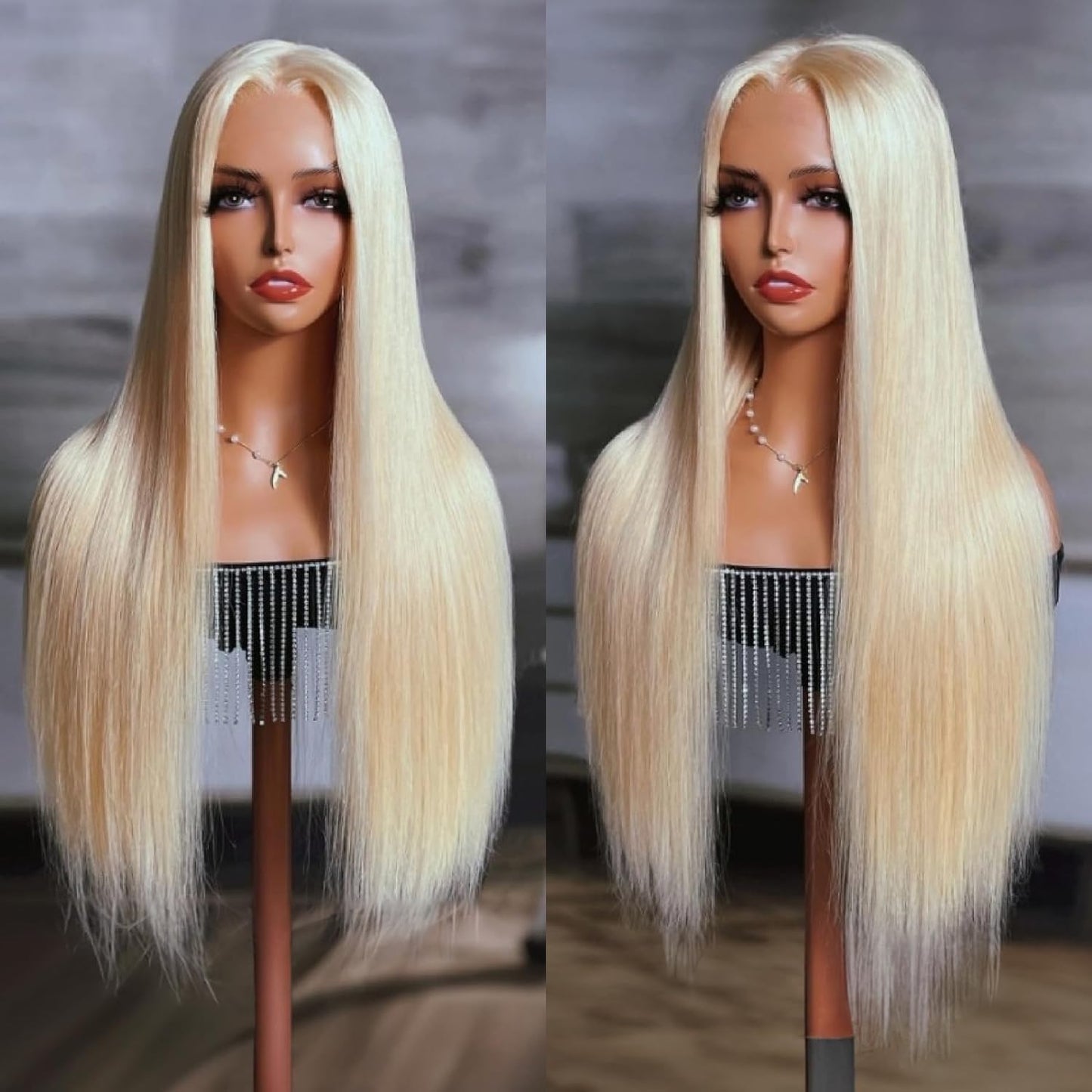 Glueless Lace 13x4 Frontal Wig Color Blonde(613) Straight Density 200 Wear and Go Human Hair Wig