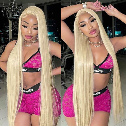 Transparent Lace 13x4 Frontal Wig Color Blonde(613) Straight 100% Human Hair