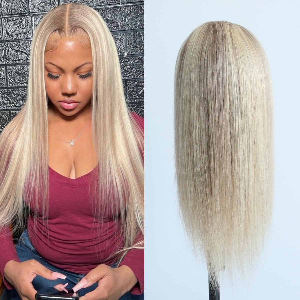 Beyonce Wig for Paris 2024 Olympics  5×5 HD Lace Closure Wig  Blonde with Brown Roots Swiss Lace, Skin-melt Lace, Invisible Lace