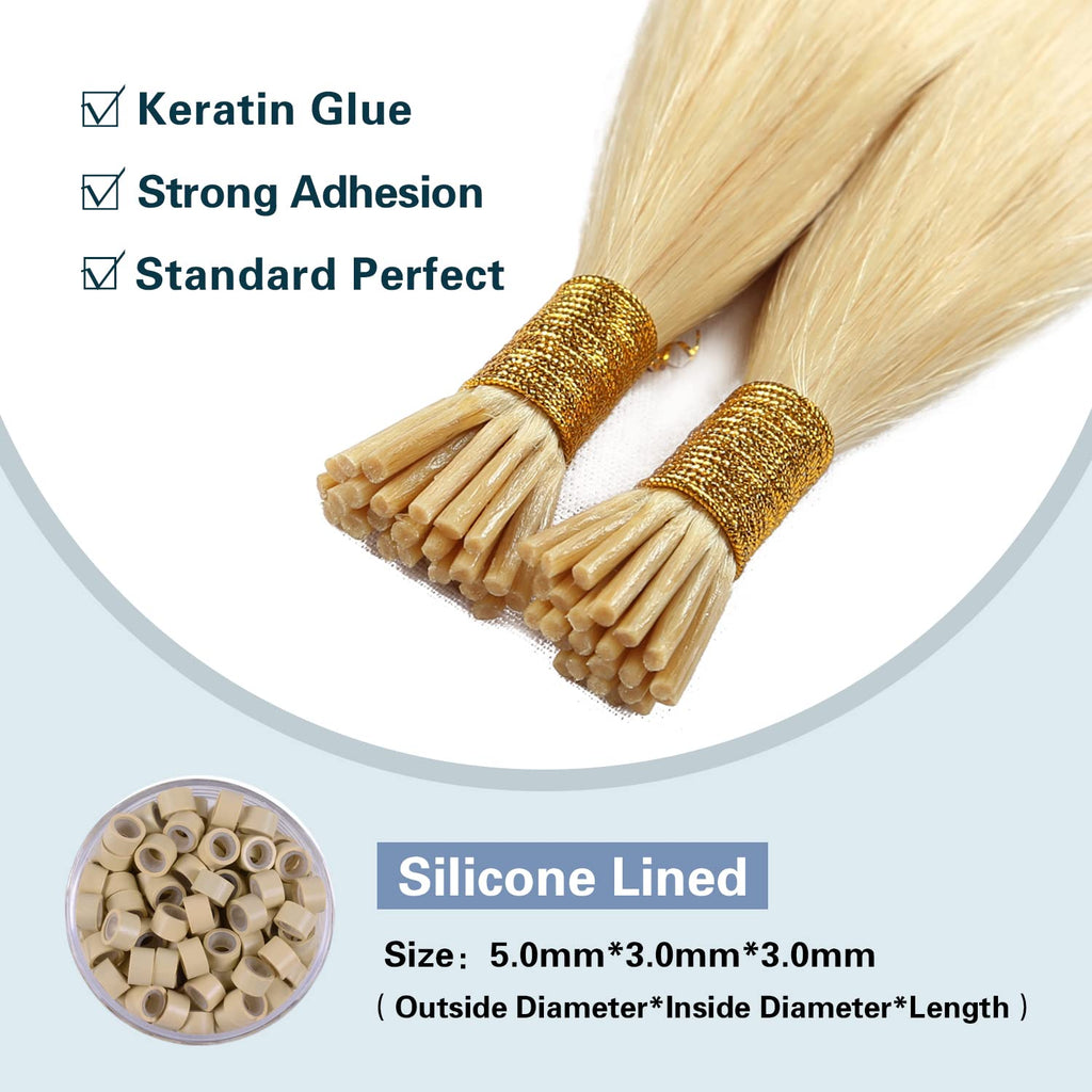 I Tip Premium 613 Blonde Straight Hair Extensions Quality 100% Human Hair – Pre-Bonded, 18"-24", Dyeable