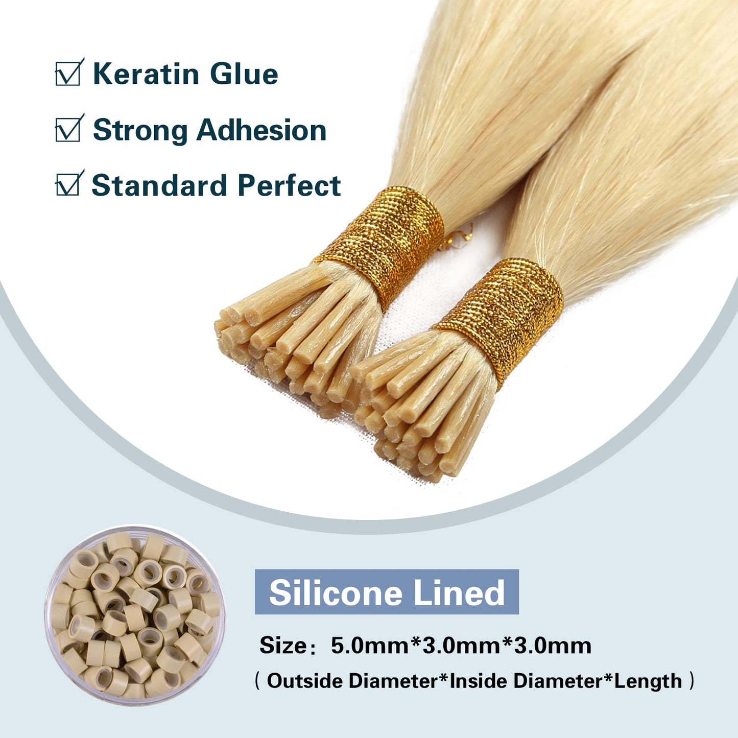 I Tip Premium 613 Blonde Straight Hair Extensions Quality 100% Human Hair – Pre-Bonded, 18"-24", Dyeable
