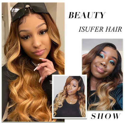 4X4 Lace Closure Body Wave Ombre (1B/427) 100% Human Hair Closure – Transparent Lace, Natural Roots