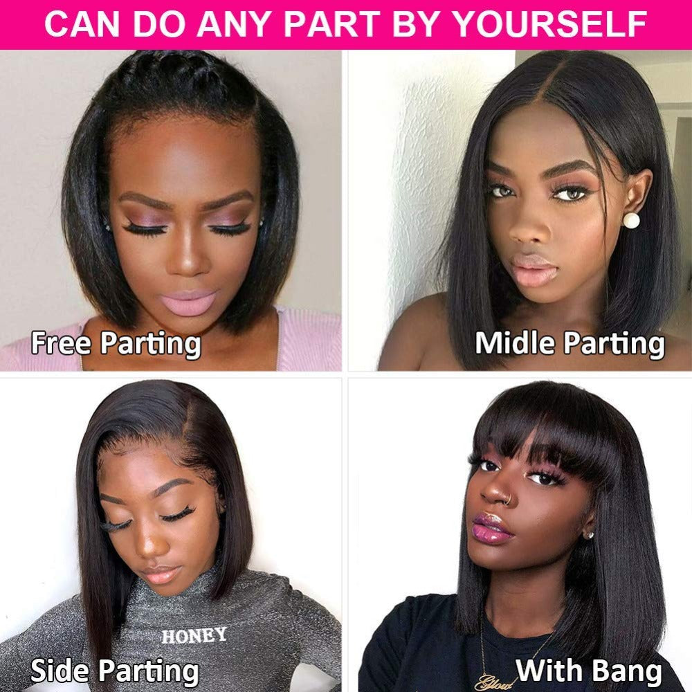 Short Bob Wigs Human Hair Lace Closure