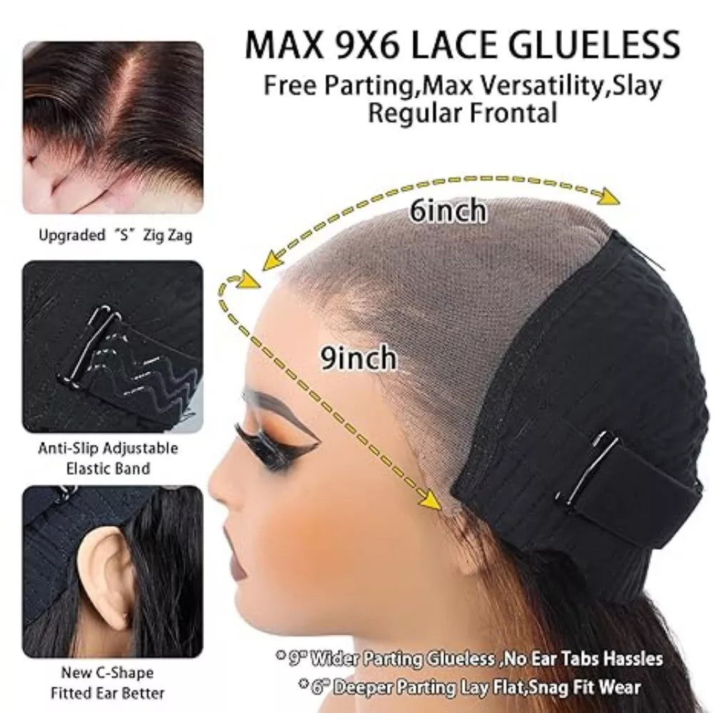1B/30 Highlight Body Wave 9x6 Wig 100% Human HairPre Plucked Pre Cut Wear and Go Glueless Wig  Bleached Tiny Knots  200% Density