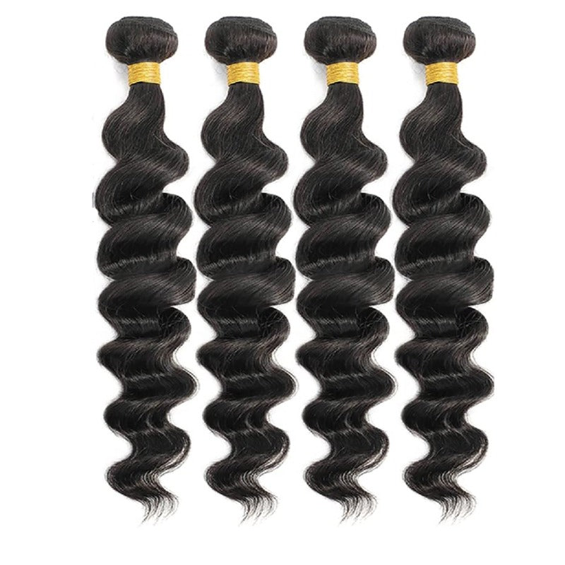 Unprocessed virgin hair Loose Wave 100% Human Hair  natural black 4 Bundles deal
