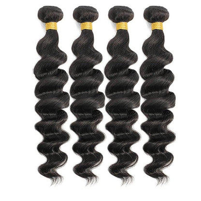 Unprocessed virgin hair Loose Wave 100% Human Hair  natural black 4 Bundles deal