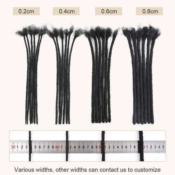 0.8cm Human Hair Loc Extensions Locs Dreads Hair Extensions For Men and Women (6-18 Inch)