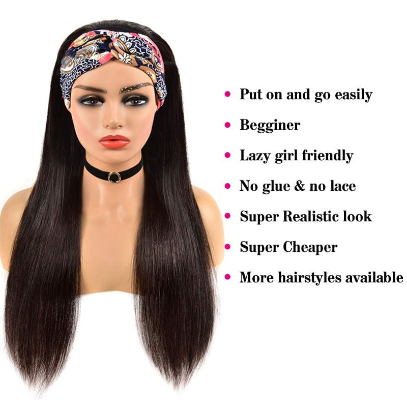  Human Hair Wig Straight Virgin Hair Natural Black