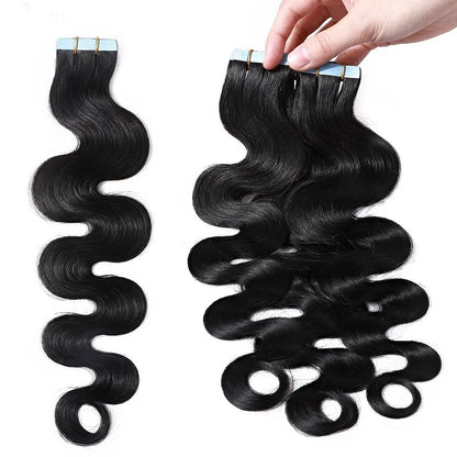 Premium Tape-in Human Hair Natural Color Body Wave – 20Pcs/Pack, Virgin Raw Hair, No Tangle, Seamless Blend