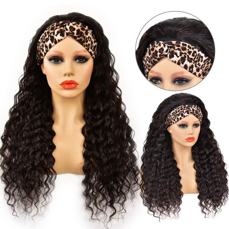 Headband  Human Hair Wig Deep Wave Virgin Hair