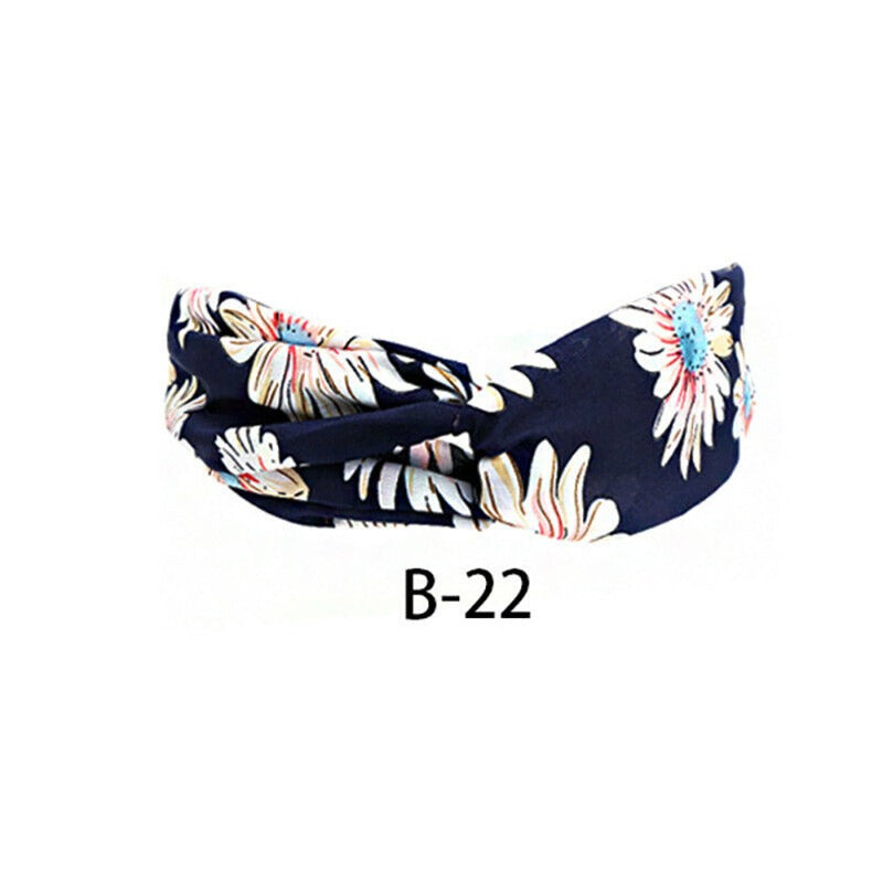 Boho Elastic Wrap Floral Twist Knot Headband Turban Multicolor Sports Hairband