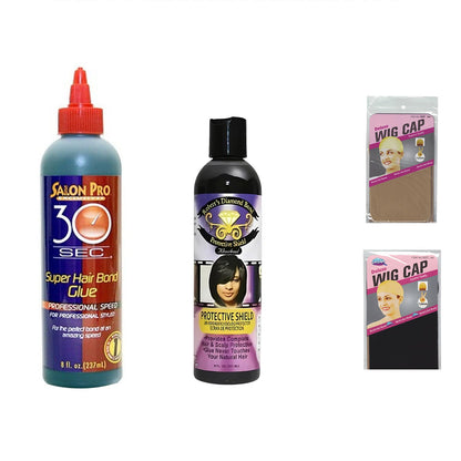 Quick Weave Essential kit,  Protective shield With Super Hair Bond Glue  and Wig caps for Quick Weave installation