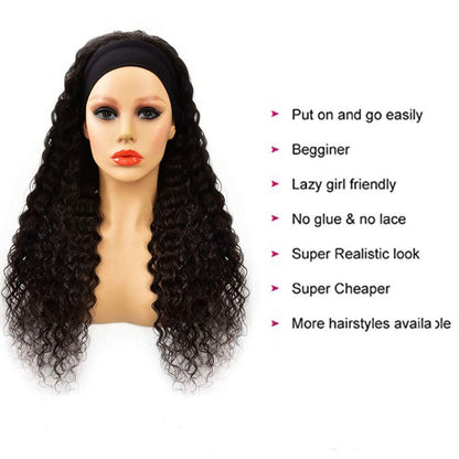 Headband  Human Hair Wig Deep Wave Virgin Hair