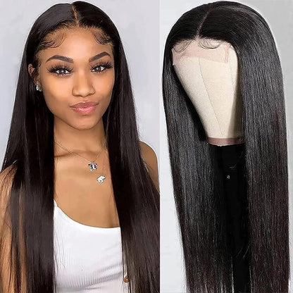 6x4 Wear and Go Glueless Body Wave, Straight Lace Closure Wigs 100% Human Hair