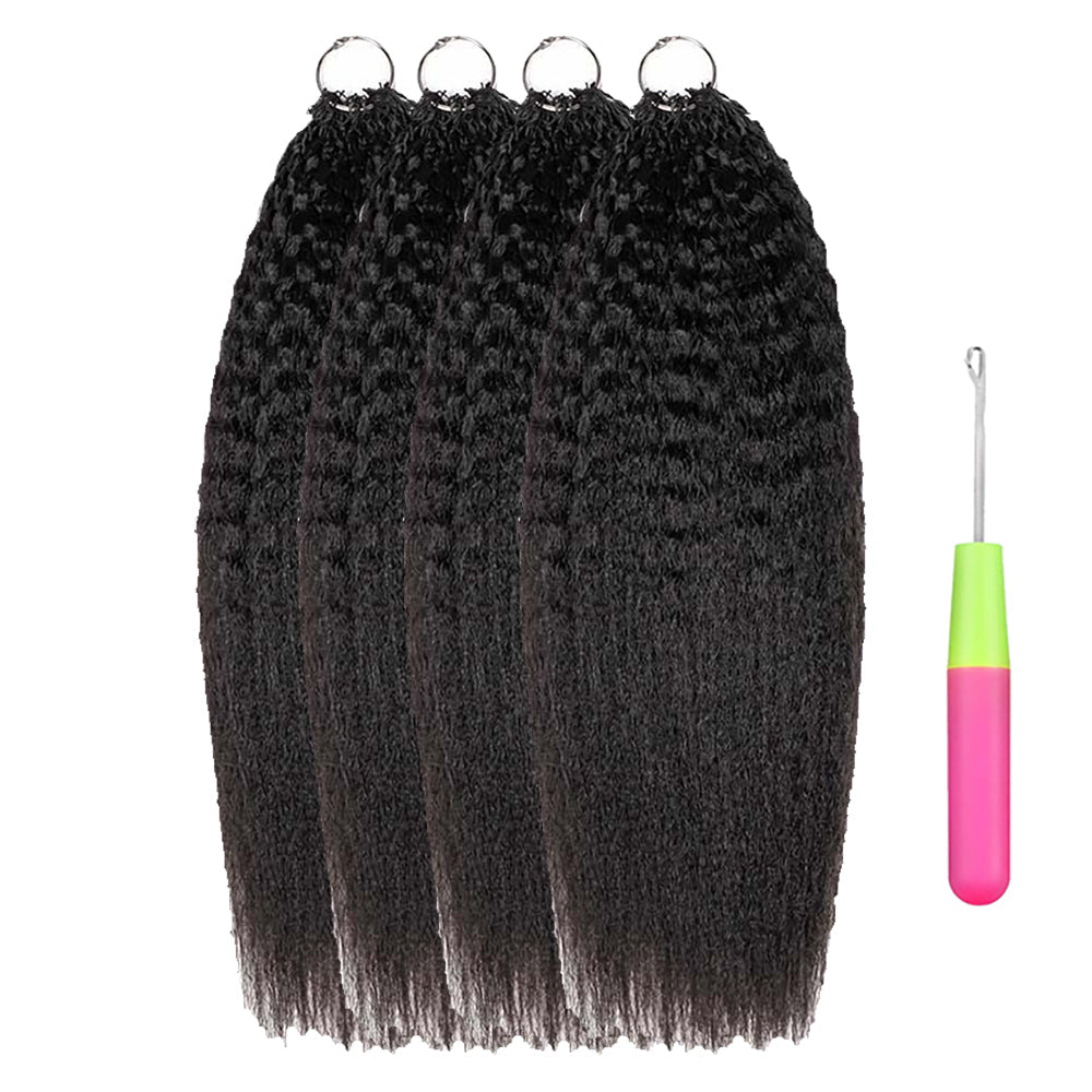 Kinky Straight Crochet 100% Human Hair - Boho Braiding Hair For Miracle Knots (50g/Pack)