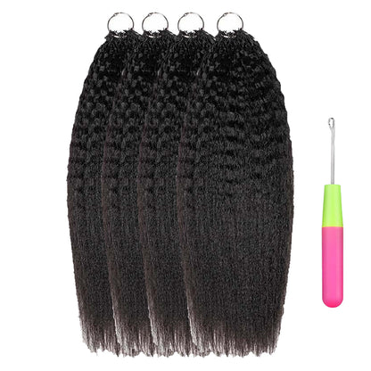 Kinky Straight Crochet 100% Human Hair - Boho Braiding Hair For Miracle Knots (50g/Pack)