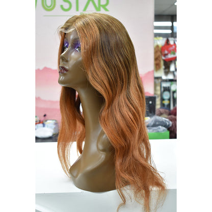 Ombre Brown Ginger Body Wave Wig – 2x6 HD Lace Closure 200% Density Human Hair