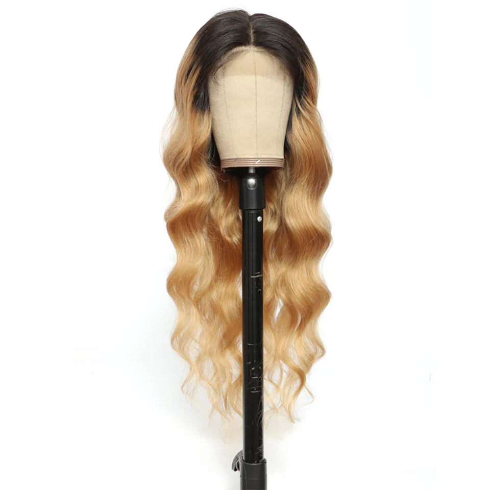 1B/27 Body Wave 4x4 Lace Closure Wig Ombre Color 100% Humanwig virgin remy hair