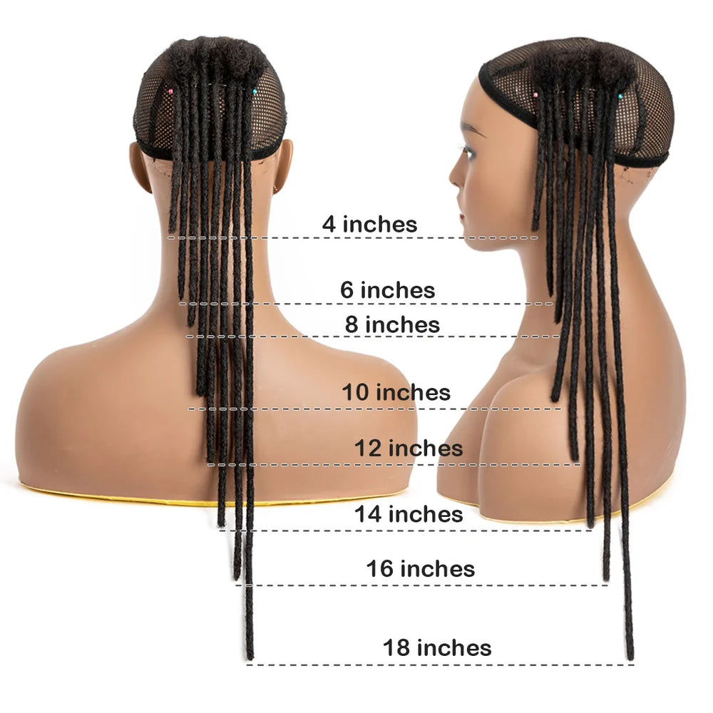 0.8cm Human Hair Loc Extensions Locs Dreads Hair Extensions For Men and Women (6-18 Inch)