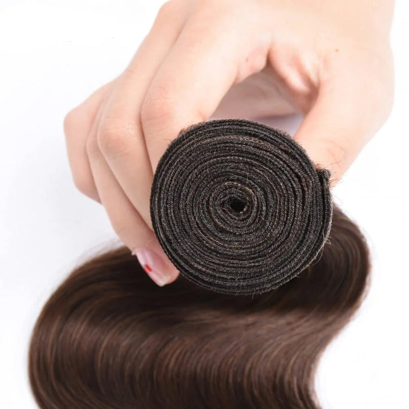 3 Bundles with 13x4 Lace Frontal Body Color #4 Medium Brown Brazilian Virgin Hair