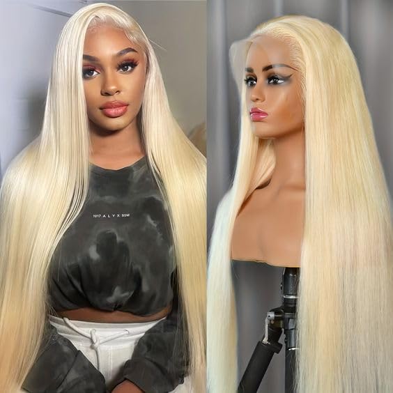 Transparent Lace 13x4 Frontal Wig Color Blonde(613) Straight 100% Human Hair
