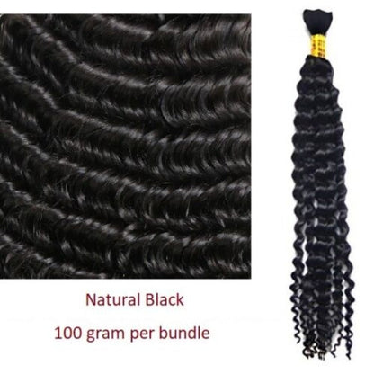 100% Human Hair Boho Braiding Hair - Deep Wave Natural Black 100g/Bundle