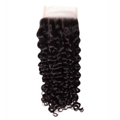 Burmese Curly Human Hair Bundles #1B Natural Black – 100% Unprocessed Virgin Hair，5x5 Transparent Lace Closure (optional)