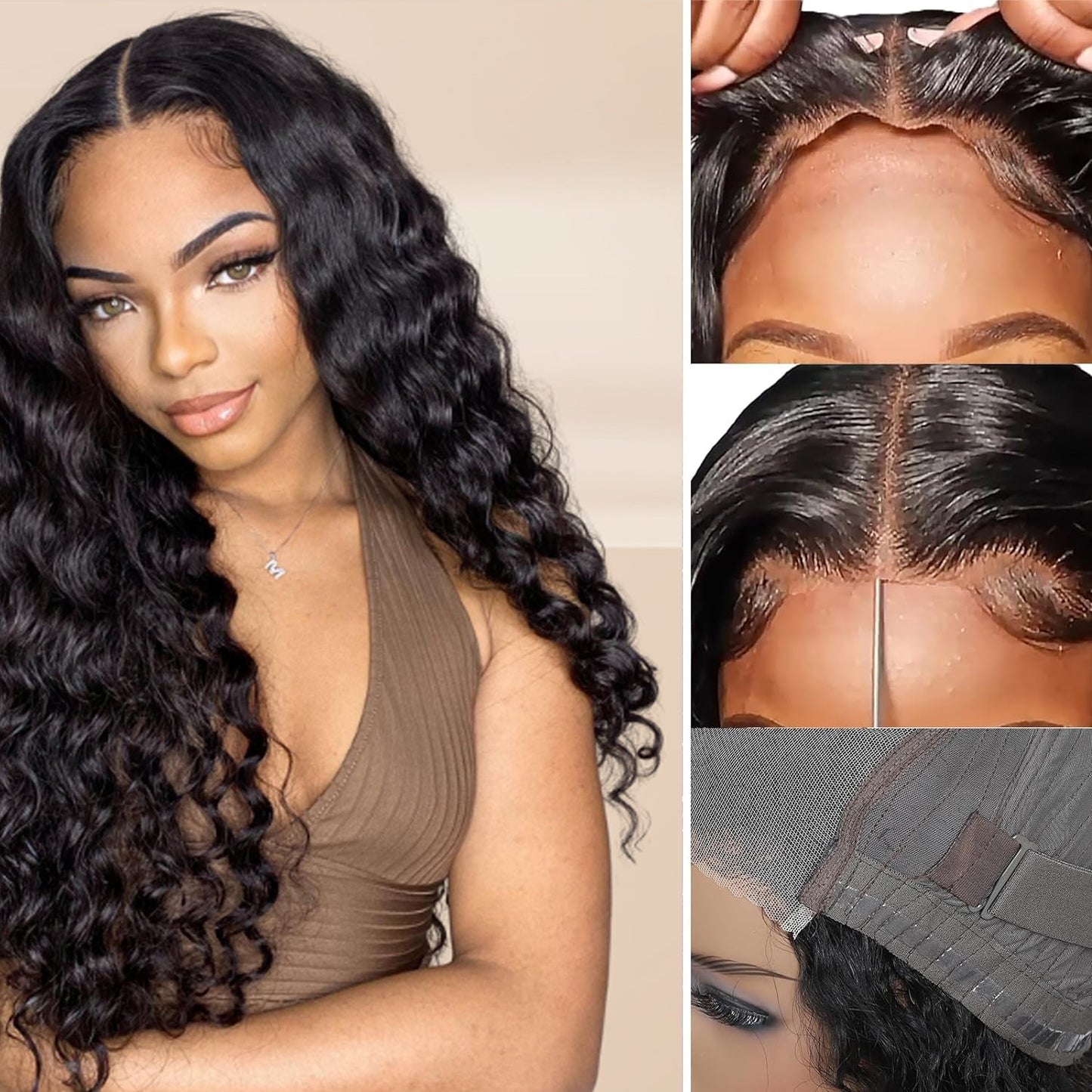 5x5 Lace Wear to Go Glueless Deep Wave Lace Closure Wig 100 Virgin Human Hair Natural Color Wig