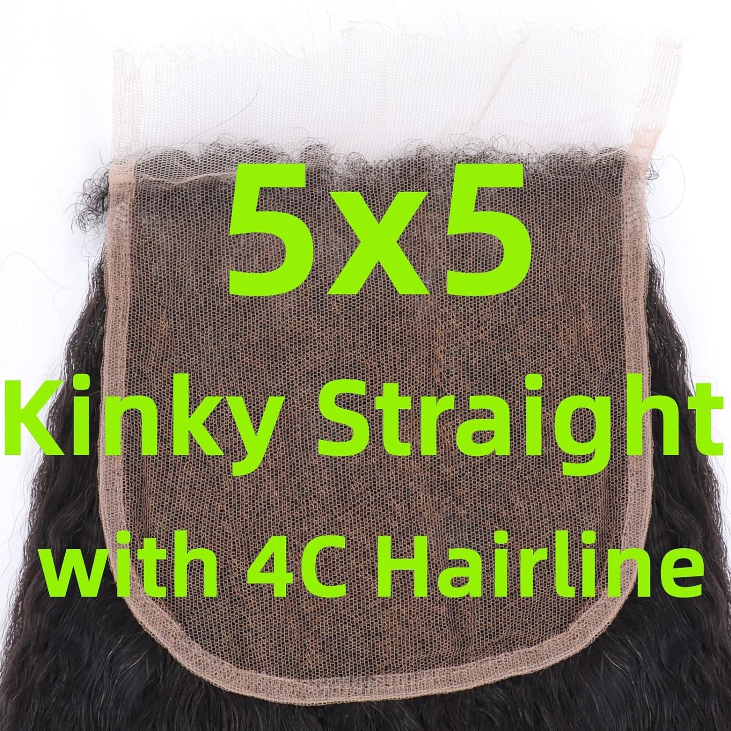 3 Bundles with 5x5 HD Lace Closure Kinky Straight 100% Virgin Human Hair