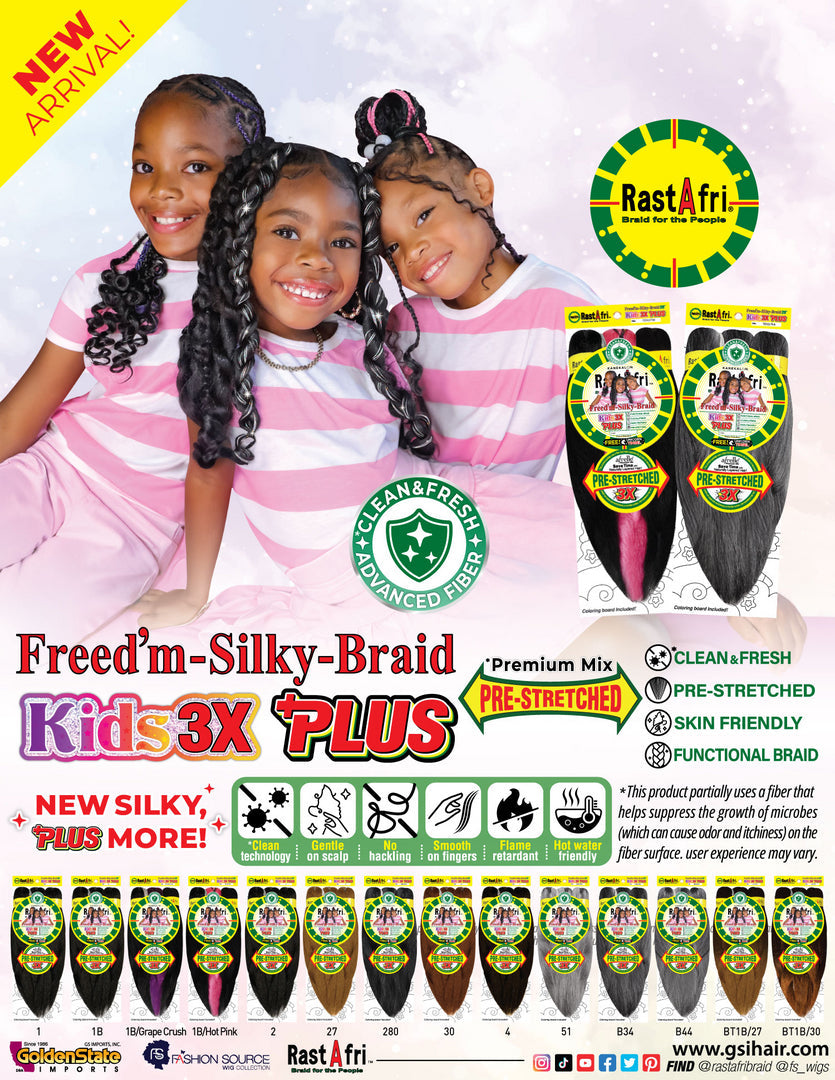 Rastafri  Freed'm silky braid PRE-STRETCHED KIDS 3X and plus