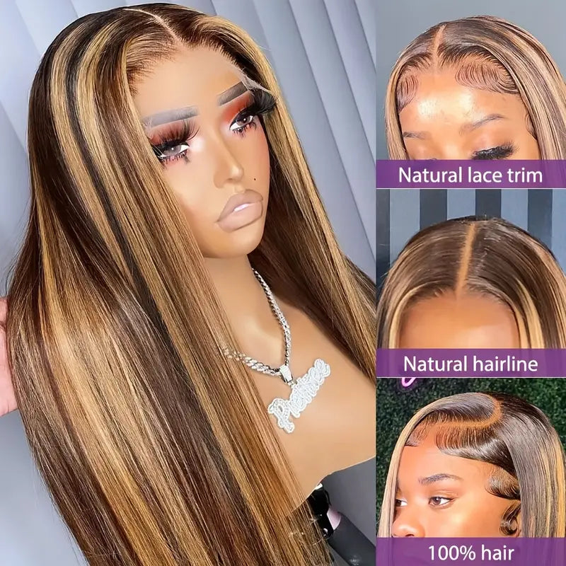 4/27 Highlight Straight Wig – 13x6 HD Lace Full Frontal Up To 42 Inch Human Hair
