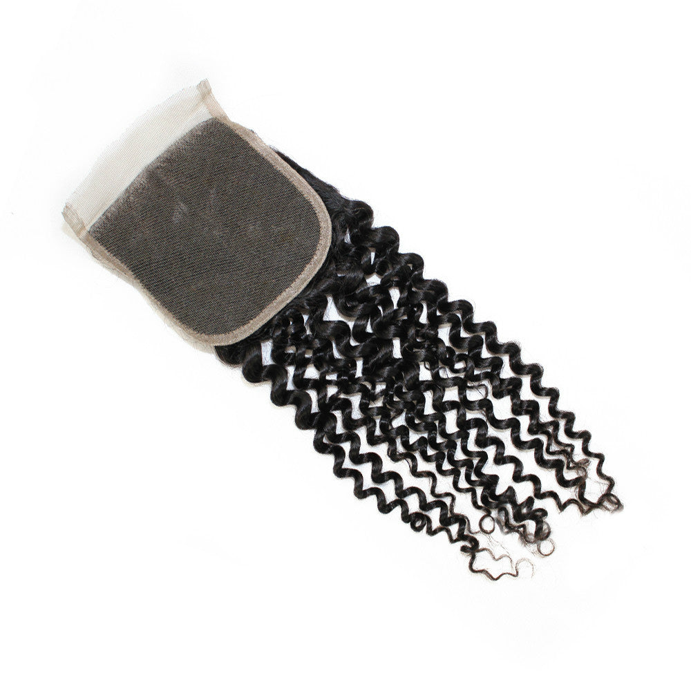 Ustar 100% Human Hair 4X4 Free PartCLOSURE Jerry Curl