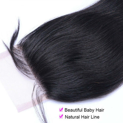 Ustar 100% Huamn Hair   4X4 Free Part  CLOSURE Straight